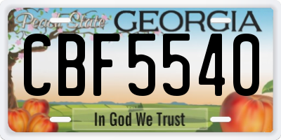 GA license plate CBF5540