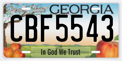 GA license plate CBF5543