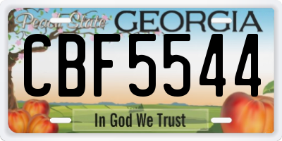 GA license plate CBF5544