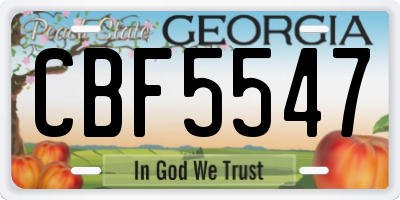 GA license plate CBF5547