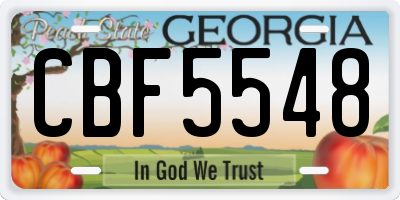 GA license plate CBF5548