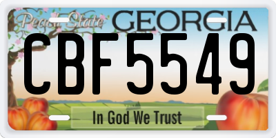 GA license plate CBF5549