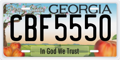 GA license plate CBF5550