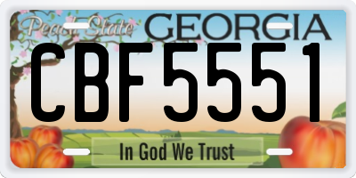 GA license plate CBF5551