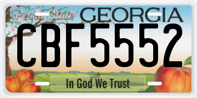 GA license plate CBF5552