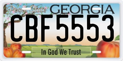GA license plate CBF5553