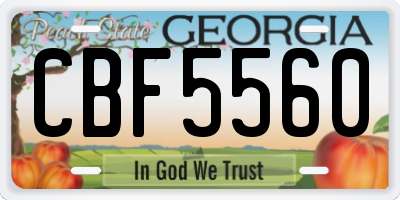 GA license plate CBF5560