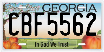 GA license plate CBF5562