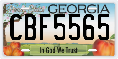 GA license plate CBF5565