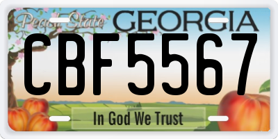 GA license plate CBF5567