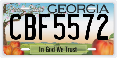 GA license plate CBF5572
