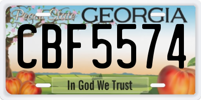 GA license plate CBF5574