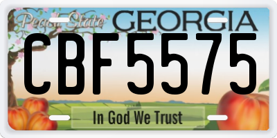 GA license plate CBF5575