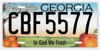 GA license plate CBF5577