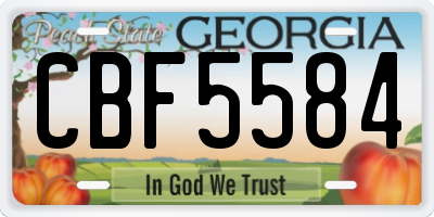 GA license plate CBF5584