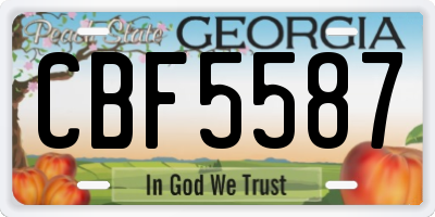 GA license plate CBF5587