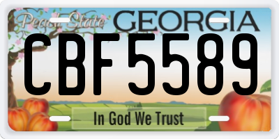 GA license plate CBF5589