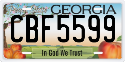 GA license plate CBF5599