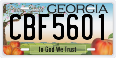 GA license plate CBF5601