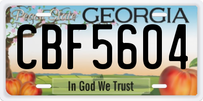 GA license plate CBF5604