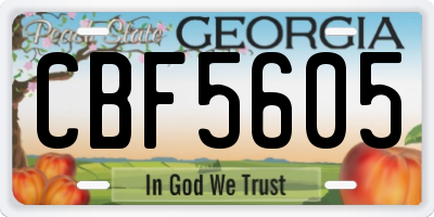 GA license plate CBF5605