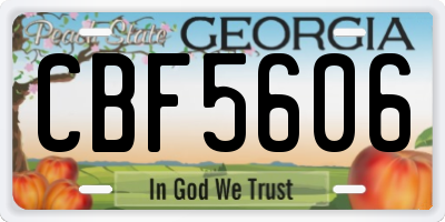GA license plate CBF5606