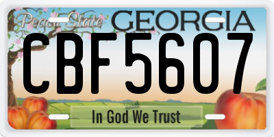 GA license plate CBF5607