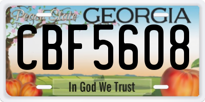 GA license plate CBF5608