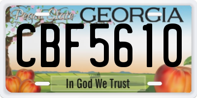GA license plate CBF5610