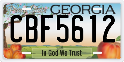 GA license plate CBF5612
