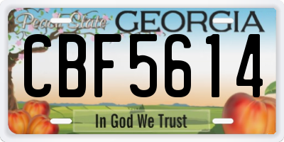 GA license plate CBF5614