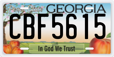 GA license plate CBF5615