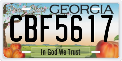 GA license plate CBF5617