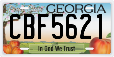 GA license plate CBF5621