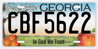 GA license plate CBF5622