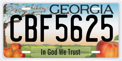 GA license plate CBF5625