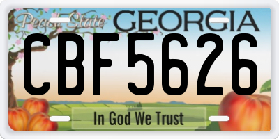 GA license plate CBF5626