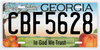 GA license plate CBF5628