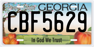 GA license plate CBF5629