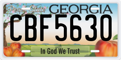 GA license plate CBF5630