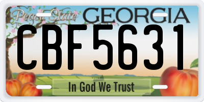 GA license plate CBF5631