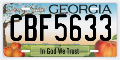 GA license plate CBF5633