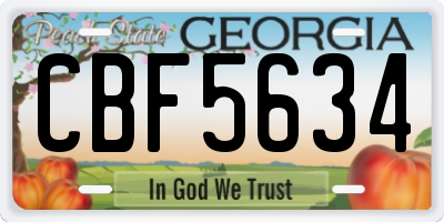 GA license plate CBF5634