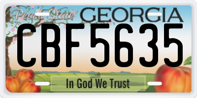 GA license plate CBF5635