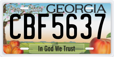 GA license plate CBF5637