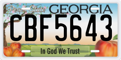 GA license plate CBF5643