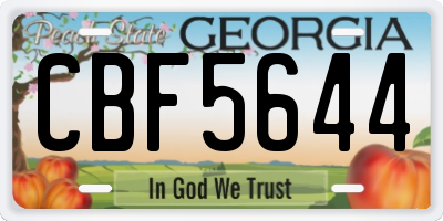 GA license plate CBF5644