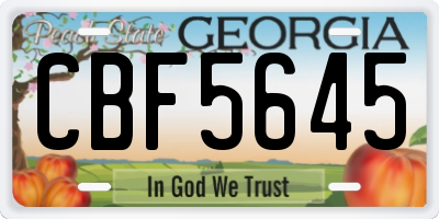 GA license plate CBF5645