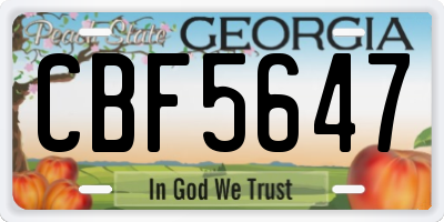 GA license plate CBF5647