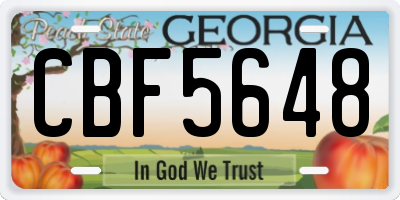 GA license plate CBF5648
